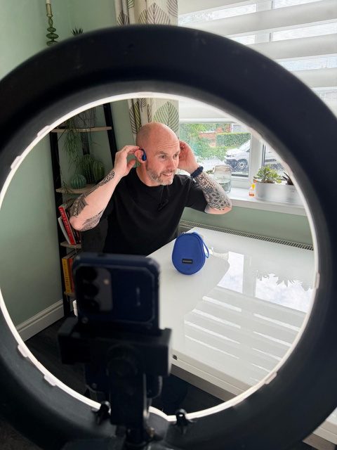 Behind the scenes, filming setup